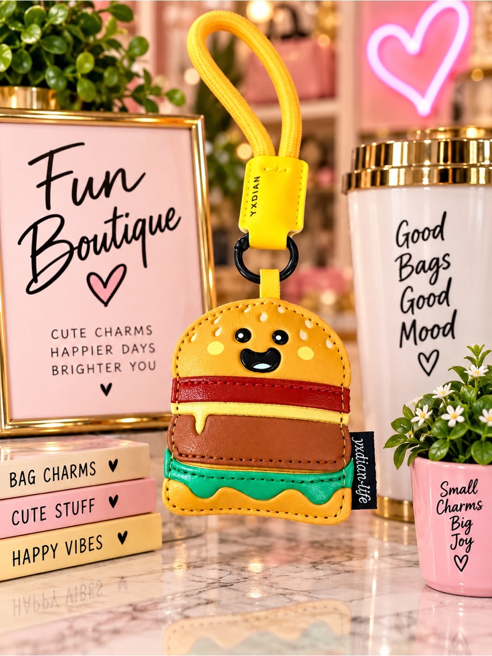 Leather hamburger charm